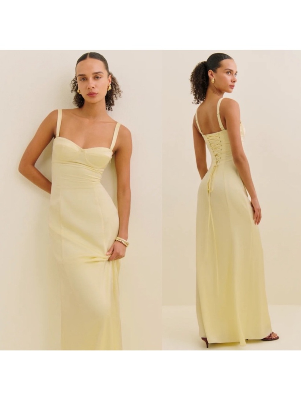 NWT Reformation Britney Satin Yellow Dress - 6 Petite - Buttercup